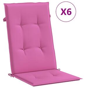 Stolsdynor för stolar med hög rygg 6 st rosa tyg