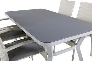 ANNA VIRYA Matbord 160x90 cm + 4 stolar - Vit/Grå | Utemöbler
