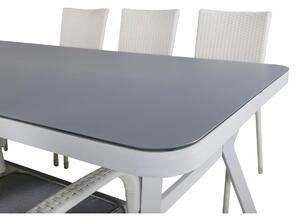 ANNA VIRYA Matbord 160x90 cm + 6 stolar - Vit/Grå | Utemöbler