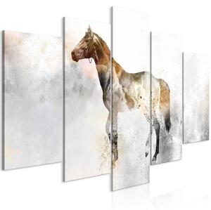 Canvas Tavla - Fiery Steed (5 delar) Wide - 100x50
