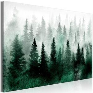 Canvas Tavla - Scandinavian Foggy Forest Wide - 90x60