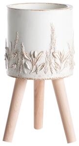 Blomkruka Off-white MgO Vintage Stil Patinerad Look Inomhus Utomhus Trädgård Balkong Stor Dekorationskruka Beliani