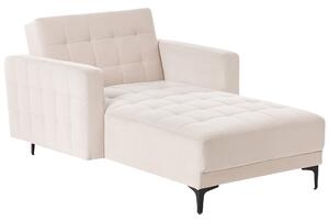 Schäslong Ljusbeige Sammet Tuftat Tyg Modern Vardagsrum Recliner Dagbädd Svarta Ben Beliani