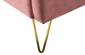 Dubbelsäng Sängram Rosa Sammetsklädsel 160 x 200 cm Metallben Retro Design Tuftad Sänggavel Beliani