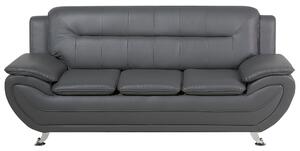 3-sits Soffa Grå Konstläder Kudde Modern Beliani