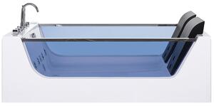 Bubbelbadkar Vit Sanitetsakryl 180 x 120 cm Ledlights Transparent framsida Elegant Rektangulärt Beliani
