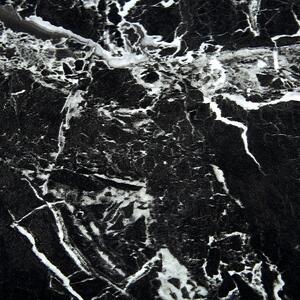 Matbord Marmor Effekt Svart med Guld Härdad Glasskiva Metallben 140 x 80 cm Glam Vardagsrum Beliani