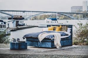 Zebran | Kontinentalsäng | 160 | Marinblå | Sammet