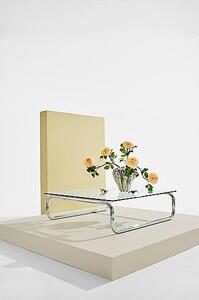 Lulu soffbord i glas och krom 100x100 cm