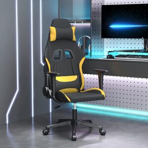Gamingstol med massage svart och gul tyg