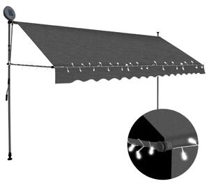 Markis manuellt infällbar med LED 350 cm antracit