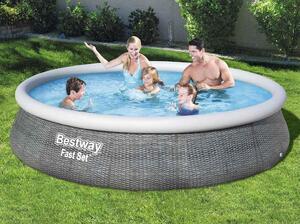 Bestway Uppblåsbar pool Fast Set med pump 396x84 cm