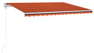Automatisk markis med vindsensor & LED 400x300 cm orange/brun