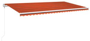 Automatisk markis med vindsensor & LED 600x300 cm orange/brun