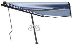 Markis manuellt infällbar fristående 400x350 cm blå och vit
