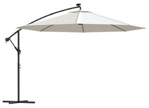 Frihängande parasoll med LED metallstång 350 cm sand