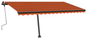 Markis manuellt infällbar med LED 400x350 cm orange och brun