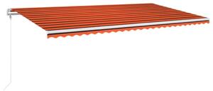 Automatisk markis med vindsensor & LED 600x350 cm orange/brun