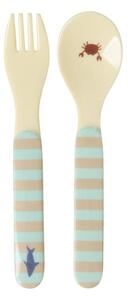 Rice - Kids Melamine Spoon And Fork - Bestick för barn - Blue Ocean - 1x3.5x14cm