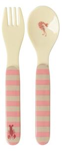 Rice - Kids Melamine Spoon And Fork - Bestick för barn - Coral Ocean - 1x3.5x14cm