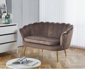 Kingsley 2-sits soffa i sammet - brun / mässing + Möbelvårdskit för textilier