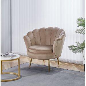 Kingsley fåtölj - mörk beige sammet / Mässing + Textilrengöring för möbler