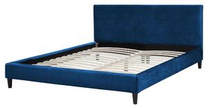Överdrag för säng Mörkblå Sammet 160 x 200 cm Avtagbar Tvättbar Beliani