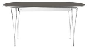 Fritz Hansen - B620 Superellips Utdragbart, Laminat, Grå, Krom - Matbord - Arne Jacobsen,Bruno Mathsson,Piet Hein