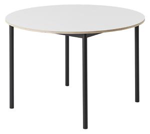 Muuto - Base Table, Ø110 cm, Top: White Laminat, Plywood Edged, Frame Black - Matbord - Mika Tolvanen