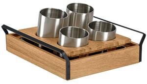 VEGA Bestickhållare Esino GN 1/2; Storlek GN 1/2, 35.4x38.6x13.5 cm (LxBxH); Ek/Svart/Stålgrå; Rektangulär