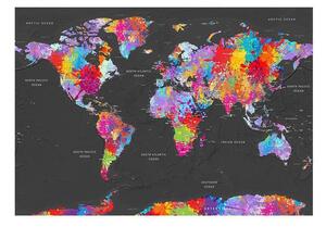 Självhäftande Fototapet - World Map: Synesthesia - 98x70