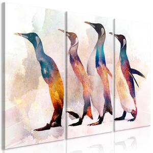Canvas Tavla - Penguin Wandering (3 delar) - 90x60