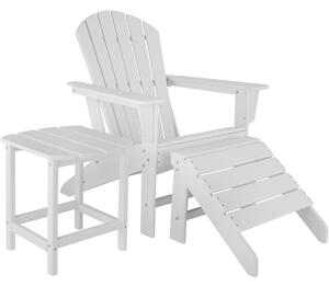 Tectake 404614 trädgårdsstol med fotstöd och bord - vit/vit