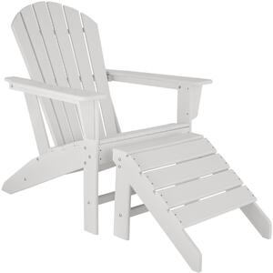 Tectake 404610 trädgårdsstol med fotstöd i adirondack-design - vit/vit