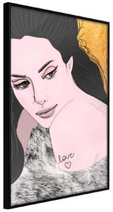 Inramad Poster / Tavla - Love Tattoo - 20x30 Guldram