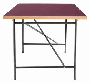 PLEASE WAIT to be SEATED - Eiermann1 Desk / By Egon Eiermann - Skrivbord - Burgundy Linoleum w. Oak Edge / Lacquered Steel Frame - L120 x W80 x H69 cm