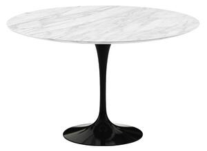 Knoll - Saarinen Round Table - Matbord, Ø 120 cm, Svart underrede, skiva i glansig Statuarietto marmor - Matbord - Eero Saarinen - Vit - Metall/Sten