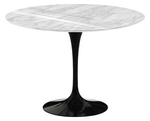 Knoll - Saarinen Round Table - Matbord, Ø 107 cm, Svart underrede, skiva i matt Statuarietto marmor - Matbord - Eero Saarinen - Vit - Metall/Sten