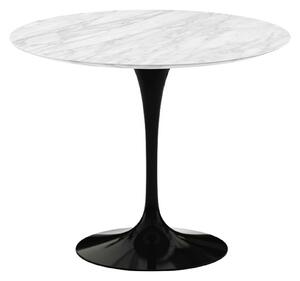 Knoll - Saarinen Round Table - Matbord, Ø 91 cm, Svart underrede, skiva i matt Statuarietto marmor - Matbord - Eero Saarinen - Vit - Metall/Sten