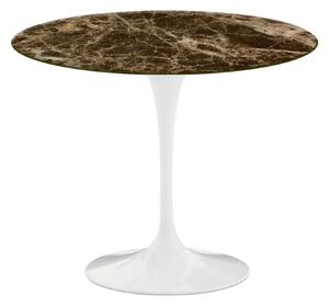 Knoll - Saarinen Round Table - Matbord, Ø 91 cm, Vitt underrede, skiva i matt brun Emperador marmor - Matbord - Eero Saarinen