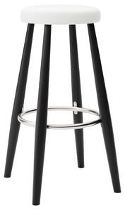 Carl Hansen - CH56 High Stool, Svartlackad Ek, Lädergrupp B Thor - 390 - Barstolar - Hans J. Wegner - Svart - Läder/Metall/Trä
