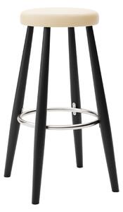 Carl Hansen - CH56 High Stool, Svartlackad Ek, Lädergrupp C Sif - 90 - Barstolar - Hans J. Wegner - Svart - Läder/Metall/Trä