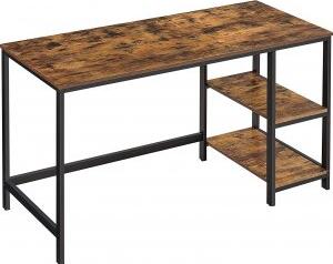 Osman skrivbord 140 x 60 cm - Brun/svart - Skrivbord med hyllor | lådor, Skrivbord, Kontorsmöbler