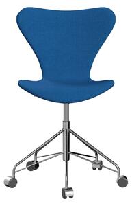 Fritz Hansen - 3117 Sjuan - Helklädd, Tyg, Hallingdal 723 - Kontorsstolar - Arne Jacobsen - Blå