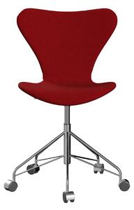 Fritz Hansen - 3117 Sjuan - Helklädd, Tyg, Hallingdal 674 - Kontorsstolar - Arne Jacobsen - Röd