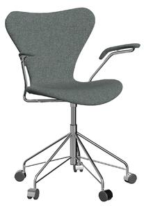 Fritz Hansen - 3217 Sjuan - Helklädd, Tyg, Hallingdal 130 - Kontorsstolar - Arne Jacobsen - Grå