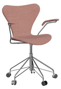 Fritz Hansen - 3217 Sjuan - Helklädd, Tyg, Canvas 614 - Kontorsstolar - Arne Jacobsen - Rosa