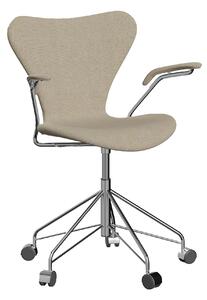 Fritz Hansen - 3217 Sjuan - Helklädd, Tyg, Hallingdal 200 - Kontorsstolar - Arne Jacobsen - Beige