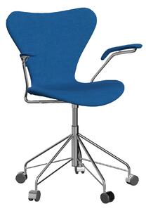 Fritz Hansen - 3217 Sjuan - Helklädd, Tyg, Hallingdal 723 - Kontorsstolar - Arne Jacobsen - Blå