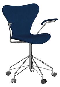 Fritz Hansen - 3217 Sjuan - Helklädd, Tyg, Tonus 132 - Kontorsstolar - Arne Jacobsen - Blå